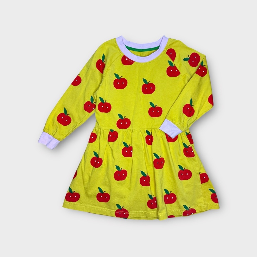 Unbranded Red Apple Print Allover Yellow Dress
